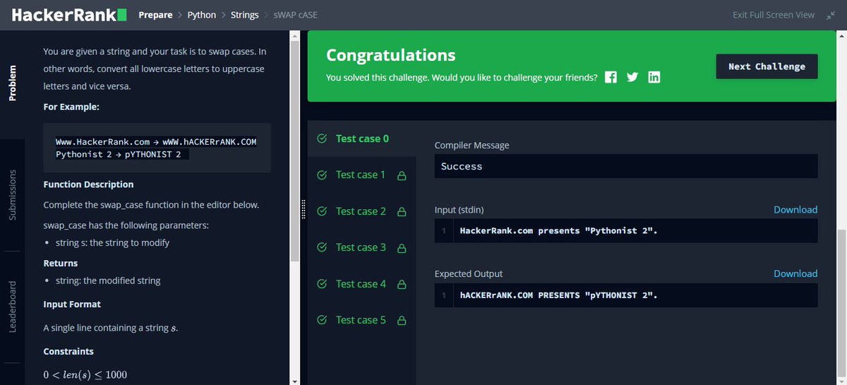 MerinMaryShibu's tweet photo. Day 10☑️ 
#100DaysOfCode 
#Python 
#HackerRank
#Coding https://t.co/3N4VkJKVeY
