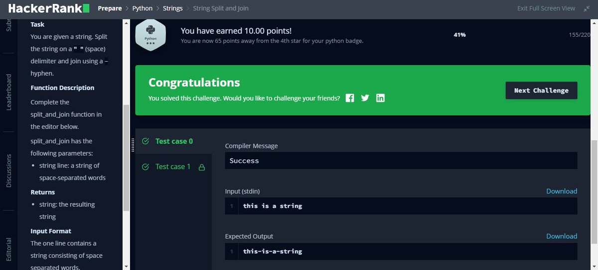 MerinMaryShibu's tweet photo. Day 10☑️ 
#100DaysOfCode 
#Python 
#HackerRank
#Coding https://t.co/3N4VkJKVeY