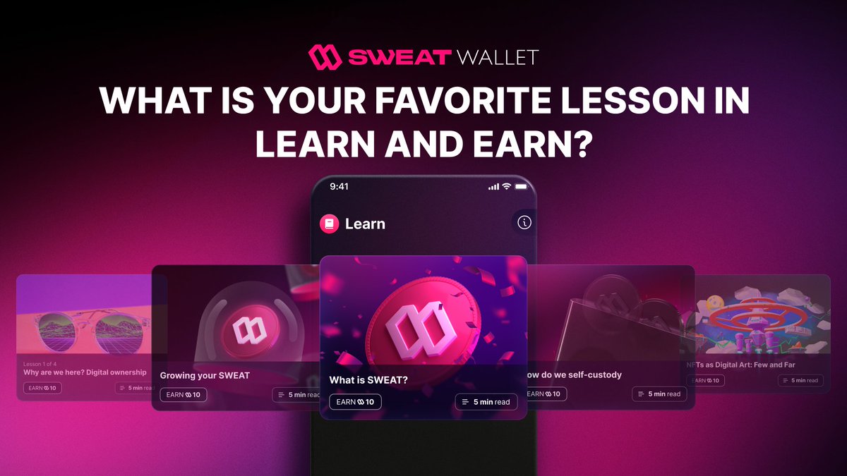 'Growing your SWEAT'...

...or 'Self-custody'?

Let us know your favorite Learn and Earn👇👇👇