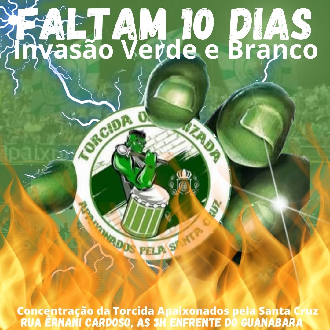 PelaTorcida's tweet photo. Faltam 10 dias para invasão erde e branco na nova  a internet Magalhães!!!!
Vamos com tudo Santa Cruz 🤍💚 https://t.co/UadwWaRjth