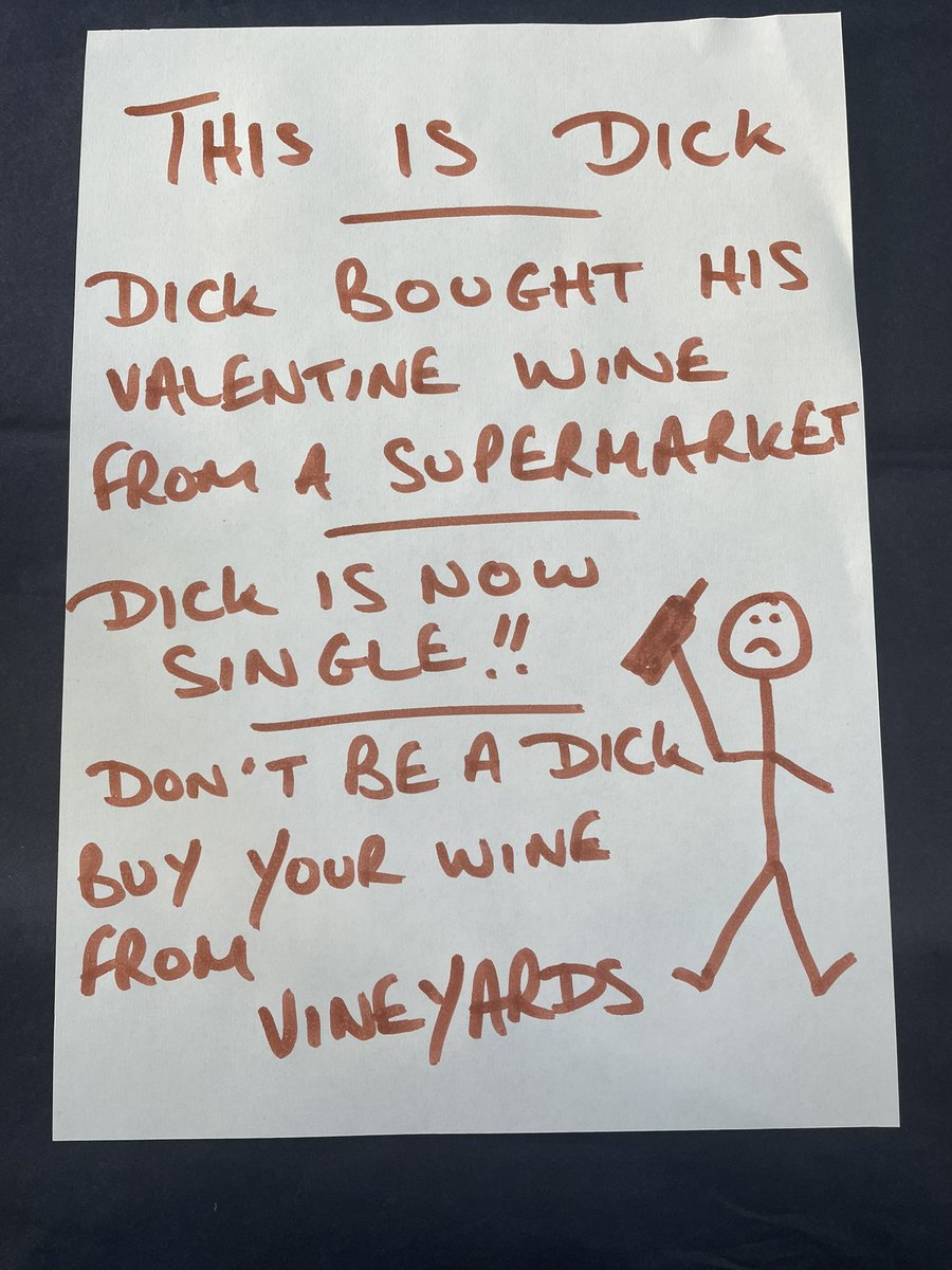 vineyards_wine's tweet photo. Don’t be a Dick this #ValentineDay #wine #vintner #sherborne #awardwinning #dras2023 https://t.co/vFkwiM7nQ3
