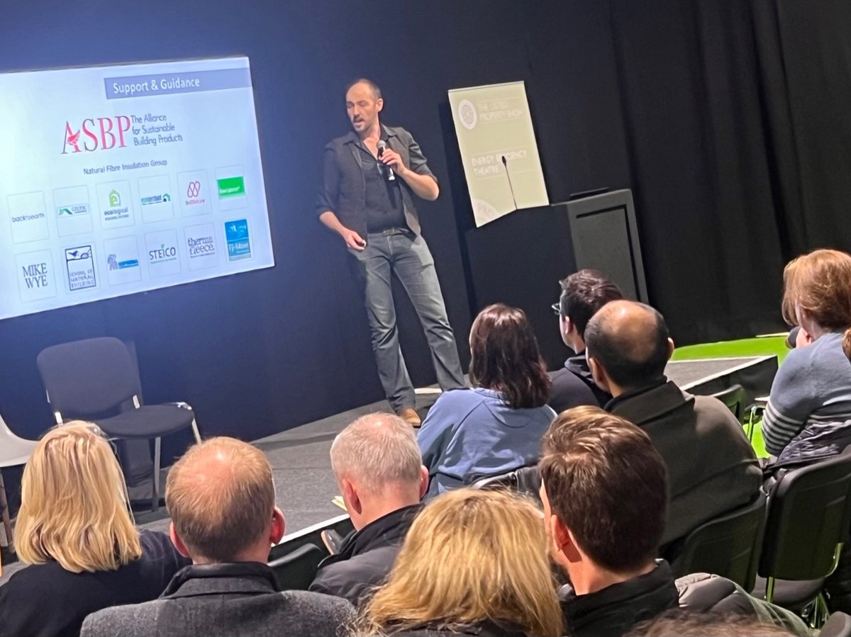IndiNatureCo's tweet photo. Good crowds &amp; great questions @ListedProperty show talks on the benefits of natural fibre insulation for #historicbuildings led by @asbp_uk members @Mike_Wye_Eco @thermafleeceUK @IndiNature.  See you again next year!

#listedpropertyshow #NaturalFibreInsulation #Hemp #NetZero https://t.co/TeqTZpsLHe