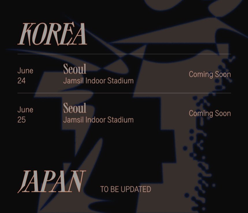 BIGHIT_INFO's tweet photo. SUGA | Agust D Tour 

📍
· U.S. (26 April to 17 May)
· ASIA (26 May to 18 June)
· Korea (24, 25 June)
· Japan (To be announced)

#SUGA #AgustD #슈가 #SUGA_AgustD_TOUR https://t.co/QszSDZ9At5