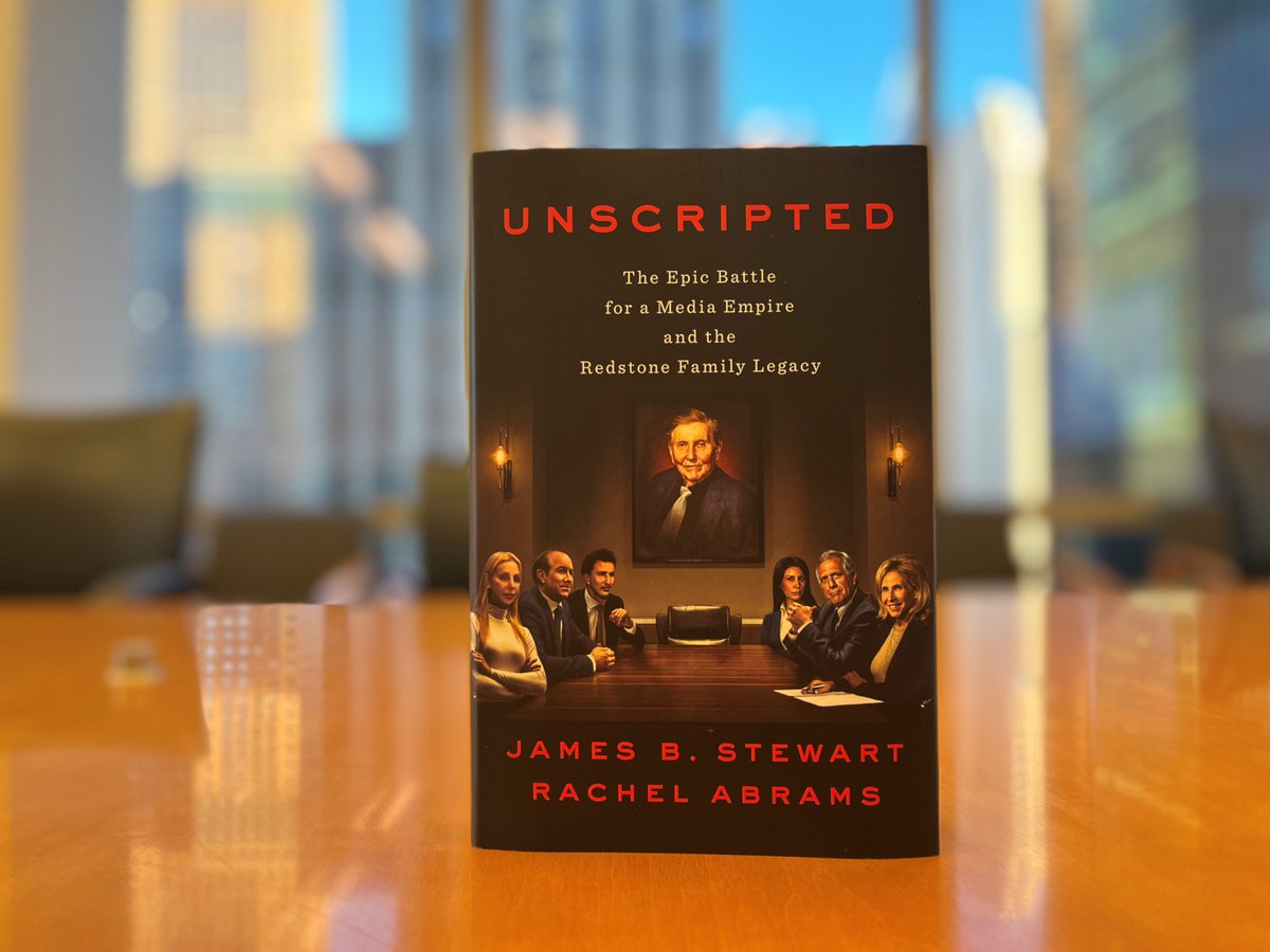 penguinpress's tweet photo. Happy publication day! #UnscriptedBook is an explosive look at the secret inner workings of two public companies, their boards of directors, and a wealthy, dysfunctional family in the throes of seismic changes, from journalists @JamesStewartNYT and @RachelAbramsNY. Available now! https://t.co/96DU4AfFBm