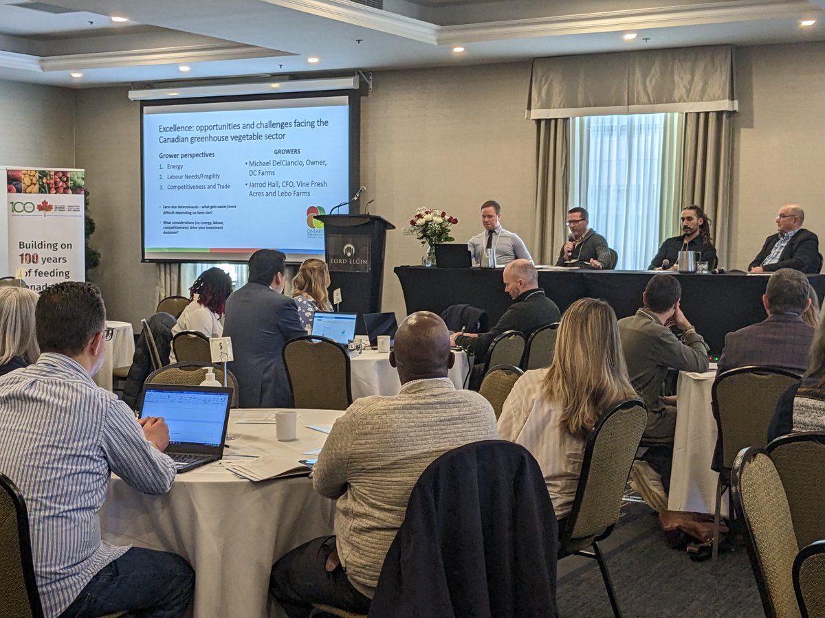 FVGC_PFLC's tweet photo. Thank you to our #CGENSummit Grower Perspectives panel for the discussion on the opportunities and challenges facing the #greenhouseveg sector. Thank you Michael DelCiancio, Jarrod Hall, George Gilvesy and Aaron Coristine. @Jarrod4CFO @ONgreenhouseVeg https://t.co/Tk94Y0ZiX6
