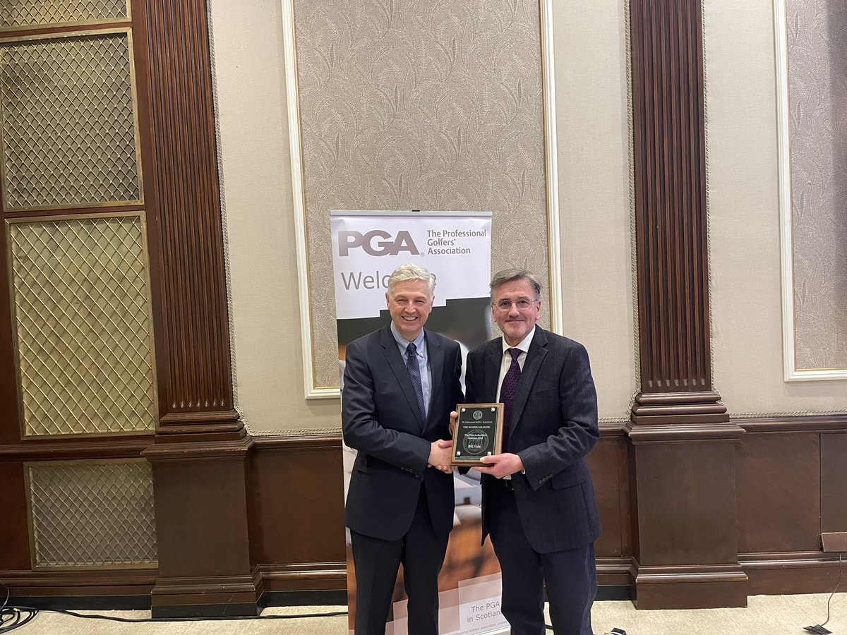 PGAScotland's tweet image. The @PGAScotland Regional Meeting and AGM took place today at @Gleneagleshotel 

Newly appointed PGA Scotland Captain Tom Eckford presented past captain Gordon Stewart with a gift on his departure

Bill Yule was presented with the Toby Sunderland award by PGA Chairman Alan White