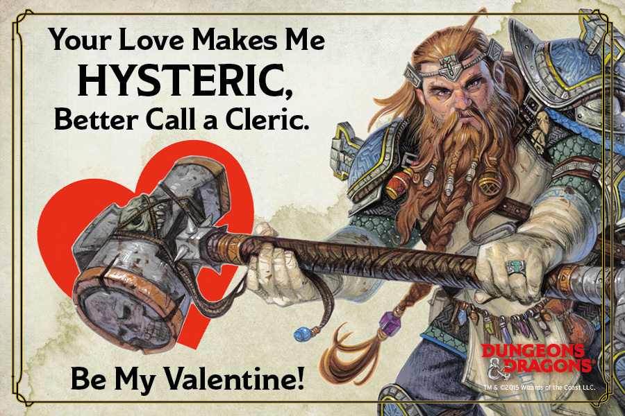 DmEducational's tweet photo. These are old, but still good.
#DungeonsandDragons #ValentinesDay cards.
Have a good one everyone!
#DnD #Cleric #Bard #Beholder #SavingThrow 1/2 https://t.co/Am1QuYylj0