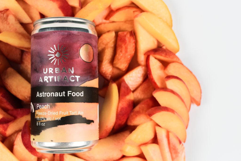 UrbanArtifact's tweet photo. Astronaut Food Peach has launched! 🚀Get yours before it’s gone from orbit!  The ABV is from another planet - landing at 15%. #astronautfood #peaches #astrofood #urbanartifact https://t.co/AT74FGlurk