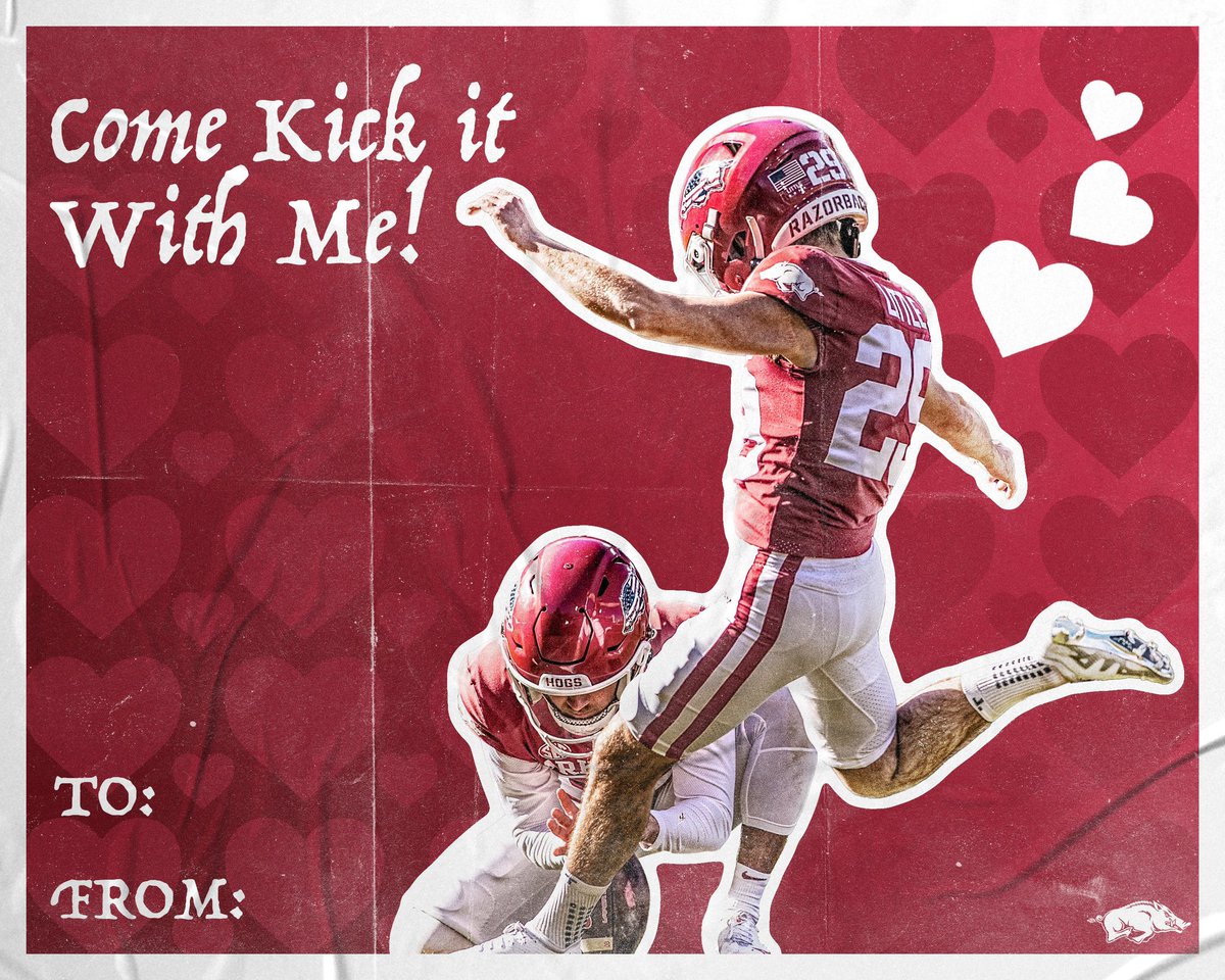RazorbackFB's tweet photo. Happy Valentine’s Day, Razorbacks! 🐗❤️ https://t.co/z0BKRzZFvf