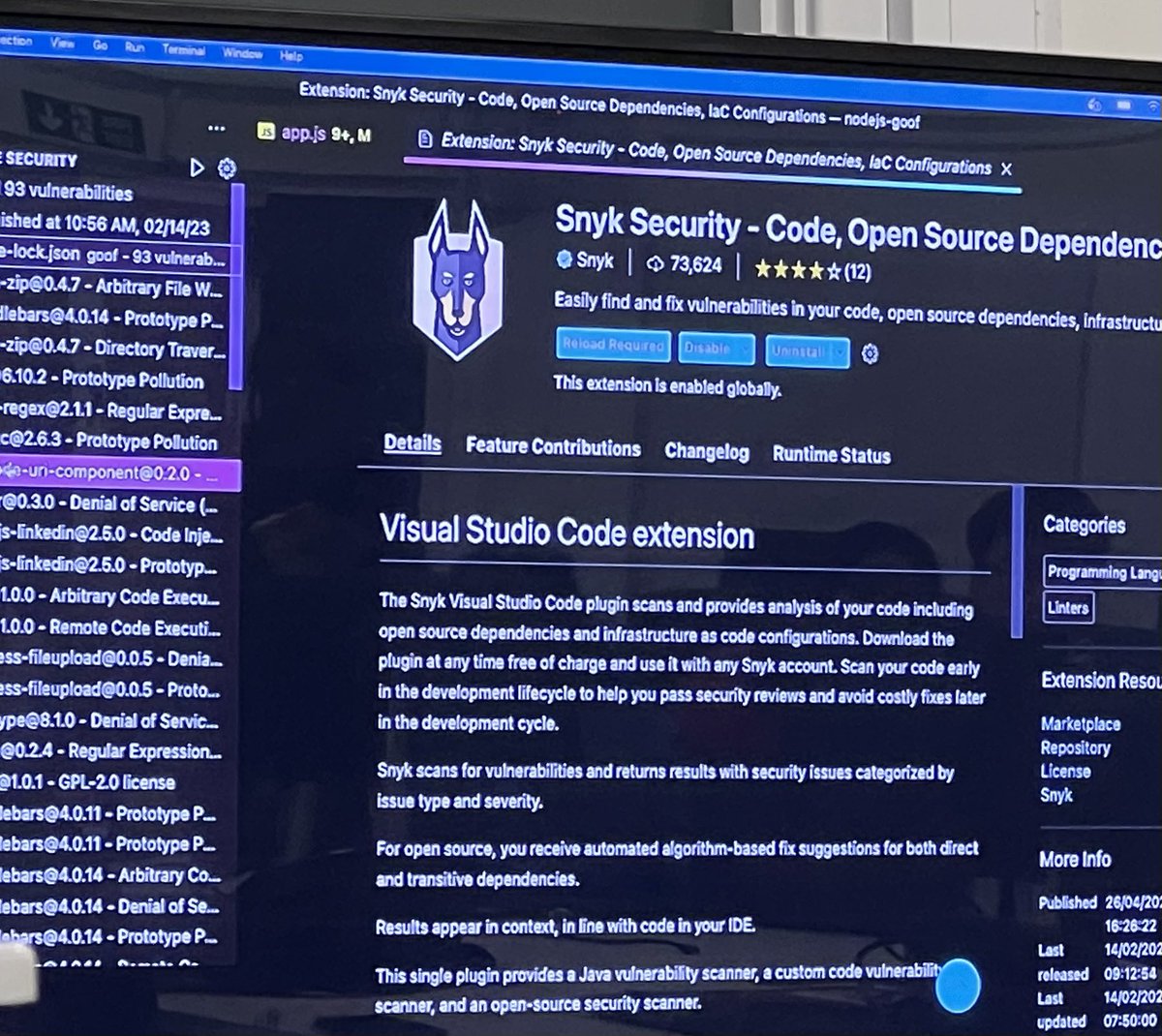 Attended an amazing workshop on #cybersecurity best practices by @SonyaMoisset! Thanks for showing us how to avoid dependency pitfalls with #snyk and demoing #PathTraversal & #CrossSiteScripting. So much to learn! #TechSecurity #InfoSec #CyberAwareness