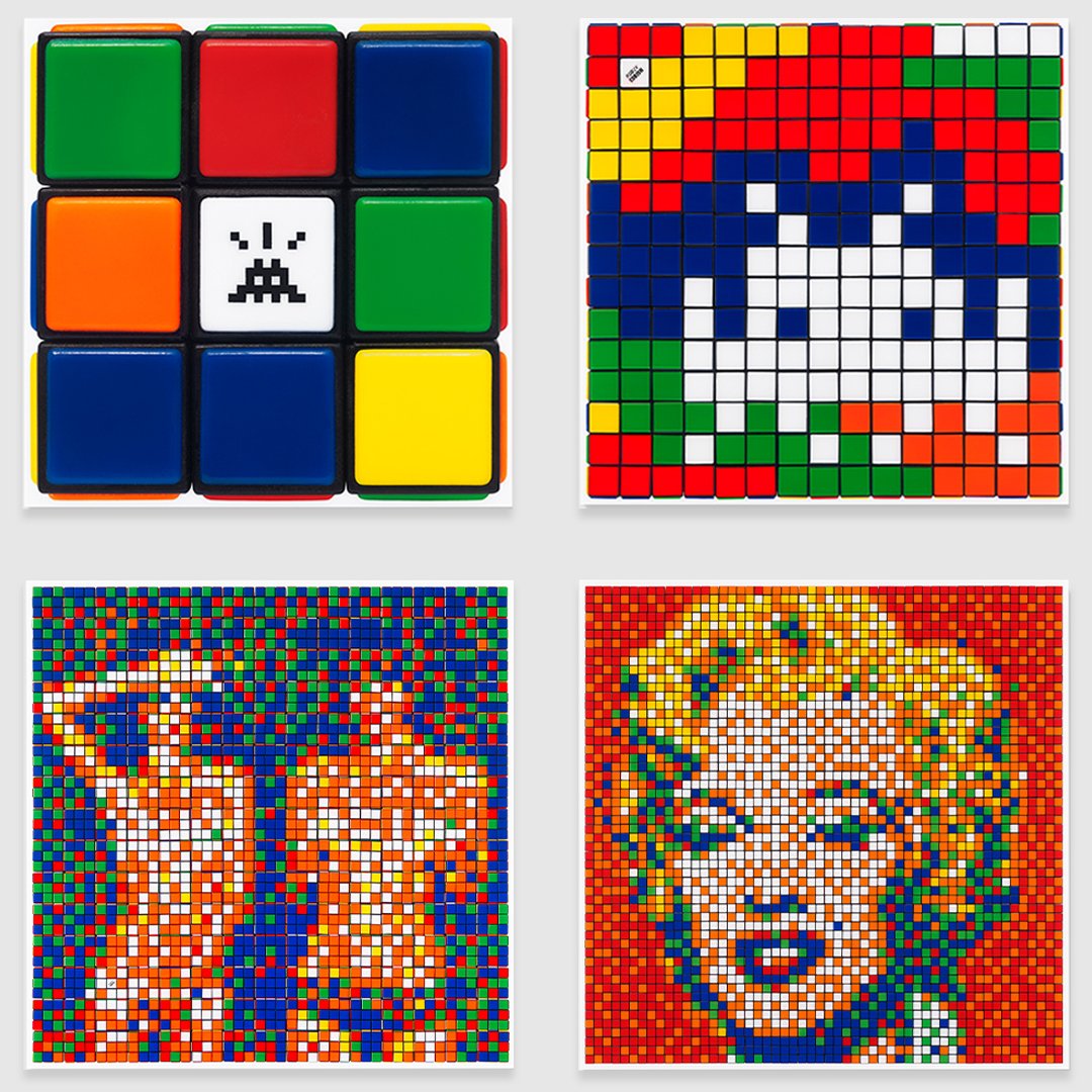 HENI's tweet photo. #HENI is pleased to announce the final edition numbers for #Rubikcubism by #Invader.๐
#InvadedCube: 459
#RubikCamouflage: 812
#RubikCountryLife: 431
#RubikShotRedMarilyn: 774
Thank you to all participants! Explore the series via https://t.co/4LLy3Kgsdn. 1/2 https://t.co/hg6iVg7cY1
