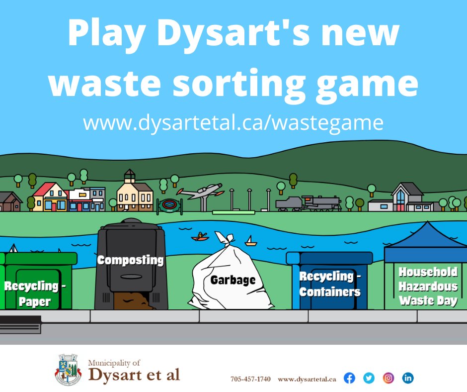 Are you a waste wizard? Put your knowledge to the test by playing the Municipality of Dysart et al’s new waste sorting game! Visit dysartetal.ca/wastegame to play this free, interactive game!