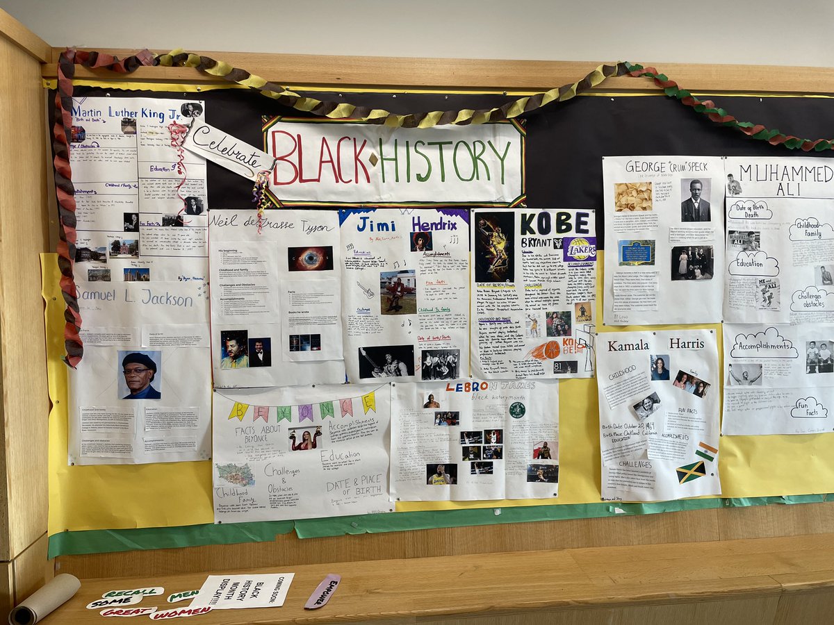 KellyEngTeacher's tweet photo. Here’s a great way to celebrate Black History in schools, take a bulletin board walk w your class! Students can: 1. Choose a book to add to TBR list 2. Read a biography 3. Pick a favorite quote @EslShand @EocLexington @TenacityMuseum #blackhistoryiseveryoneshistory https://t.co/wH17gZtgIF