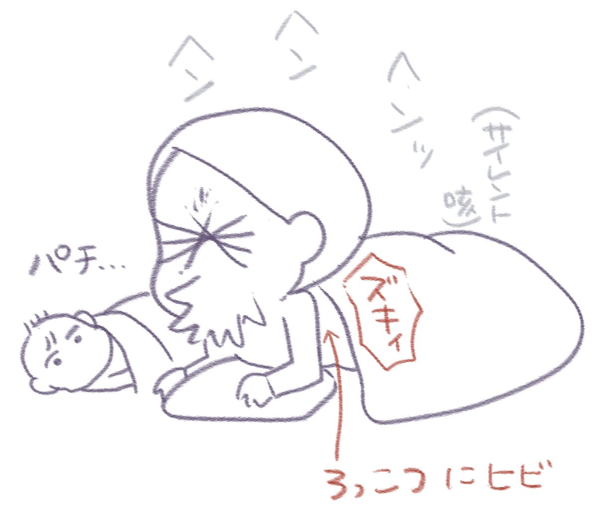 夜になると咳が止まらなくなるのは何でなんですか…
この後別室に駆け込み咳をするも子供がその動きで完全覚醒までがセット(あと肋骨のヒビは超小さいのにしこたま痛い…何で…) 