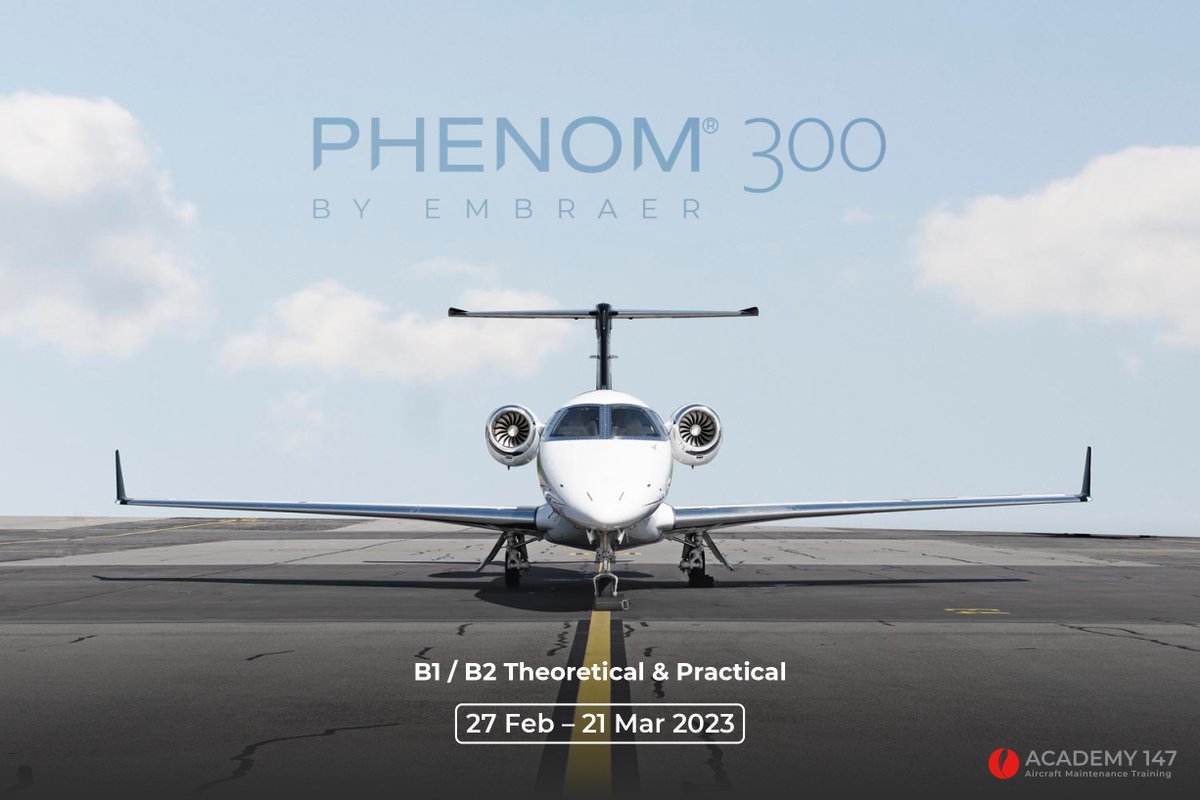 academy147's tweet photo. Embraer Phenom 300

B1/B2 Theoretical Element: 27th February - 21st March (Virtual)
B1/B2 Practical Element: TBA

Write info@academy147.com for more information. https://t.co/YIdGRAvNaW