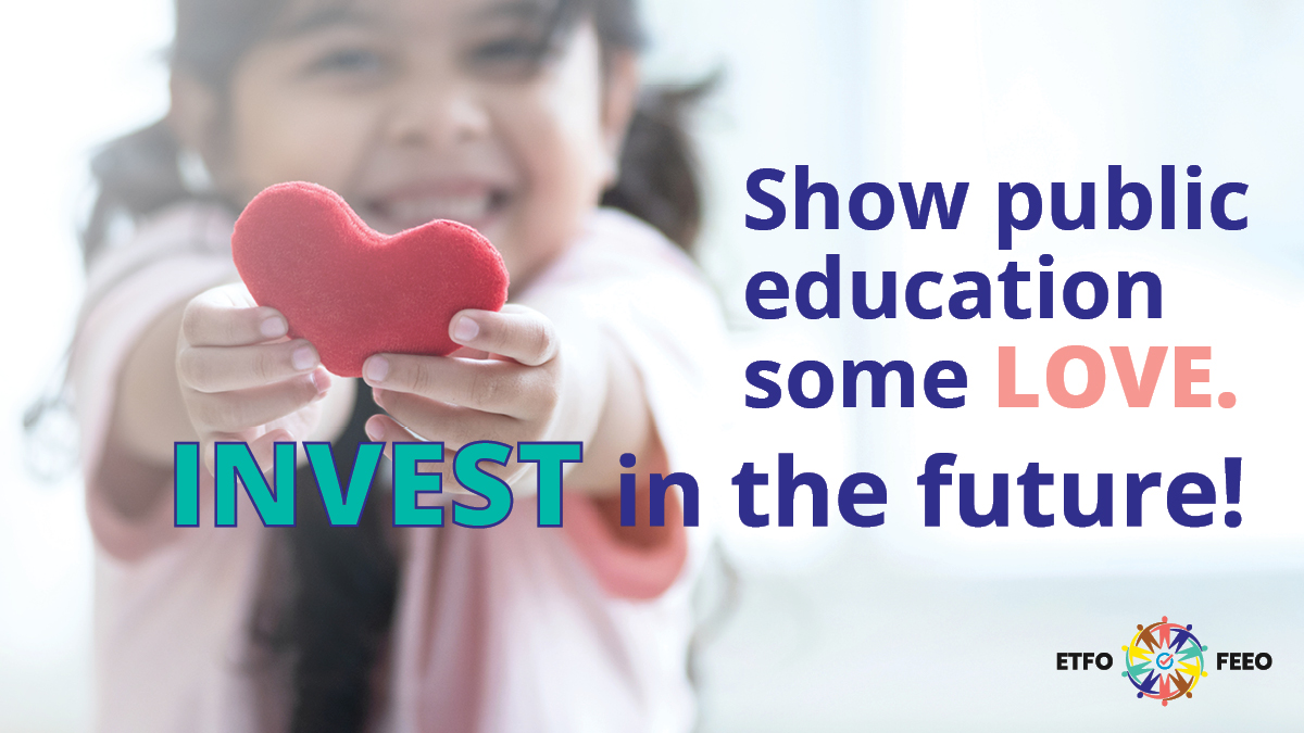 ETFOeducators's tweet photo. The government must increase special education #onted funding for public schools and ensure that special education grants are based on the actual needs of students. On this #ValentinesDay join us to tell @fordnation &amp; @Sflecce to show students some love in the Ont budget. #onpoli https://t.co/e0Xw31KsTx