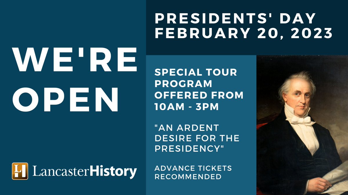 Spend your Presidents' Day at LancasterHistory! On Mon, Feb 20, we're offered a special tour program called "An Ardent Desire for the Presidency." Tours from 10am until 3pm. Advance tickets are strongly recommended. Get yours today at ow.ly/aSIt50MLc11!