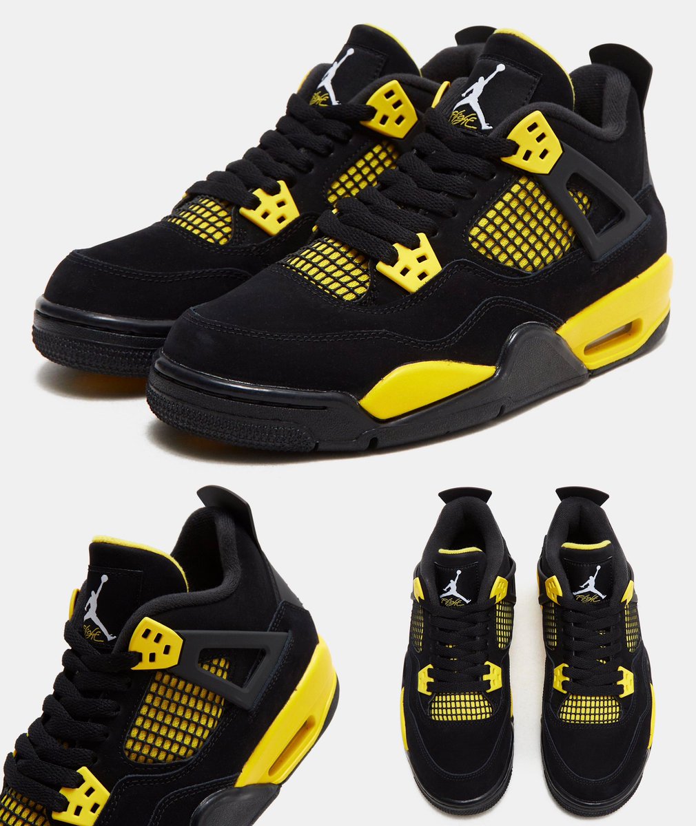 2023 #Thunder Air Jordan 4 official look! ⚫️⚡️
Release pairs will be coming with BLACK stitching on the toe officially. 🙏🏽
5/13/2023 full-family sizing.