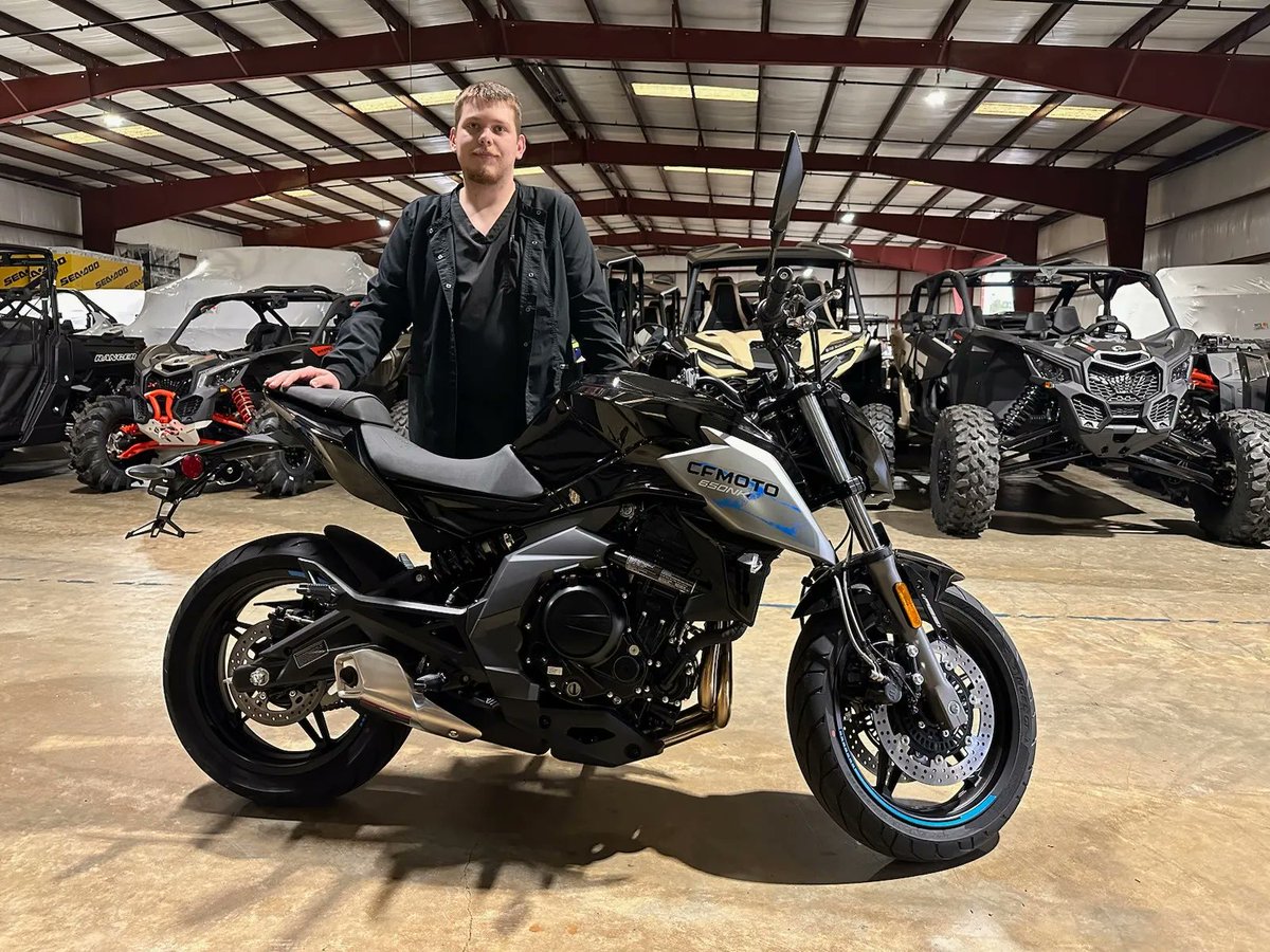 Congratulations to Michael Montgomery from Sumrall, MS for purchasing a 2022 CFMoto 650NK at Hattiesburg Cycles! #cfmoto #streetbike