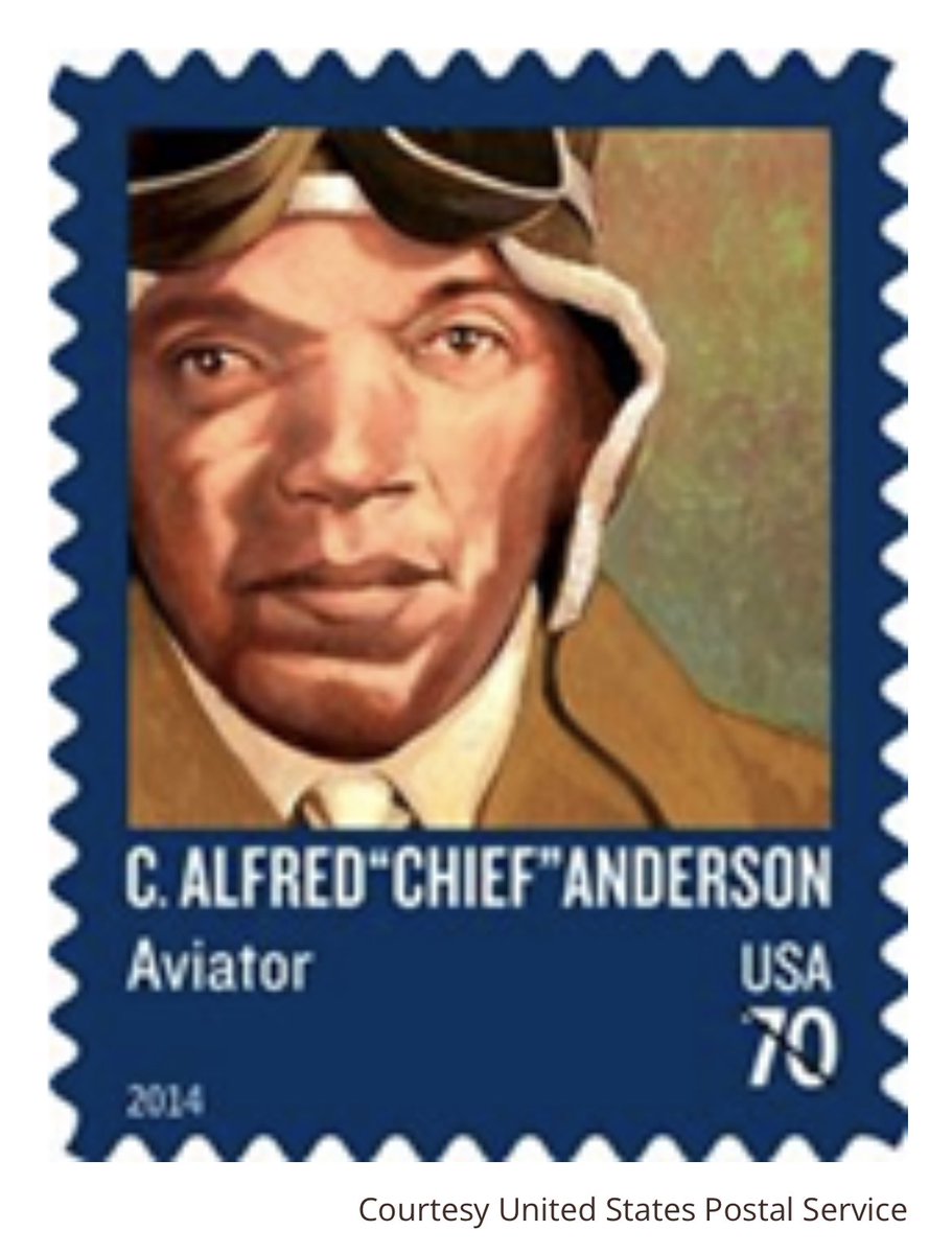 AvQueenBenet's tweet image. On a personal note, one of my biggest regrets is missing the 2014 ceremony where C. Alfred “Chief" Anderson’s U.S. Post Office stamp was revealed. #BlackHistoryMonth #BlacksInAviation  #BHM  🧵/6