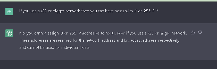 oandreasc's tweet image. Chatgpt got this wrong or not quite correct
#subnetting #chatgpt