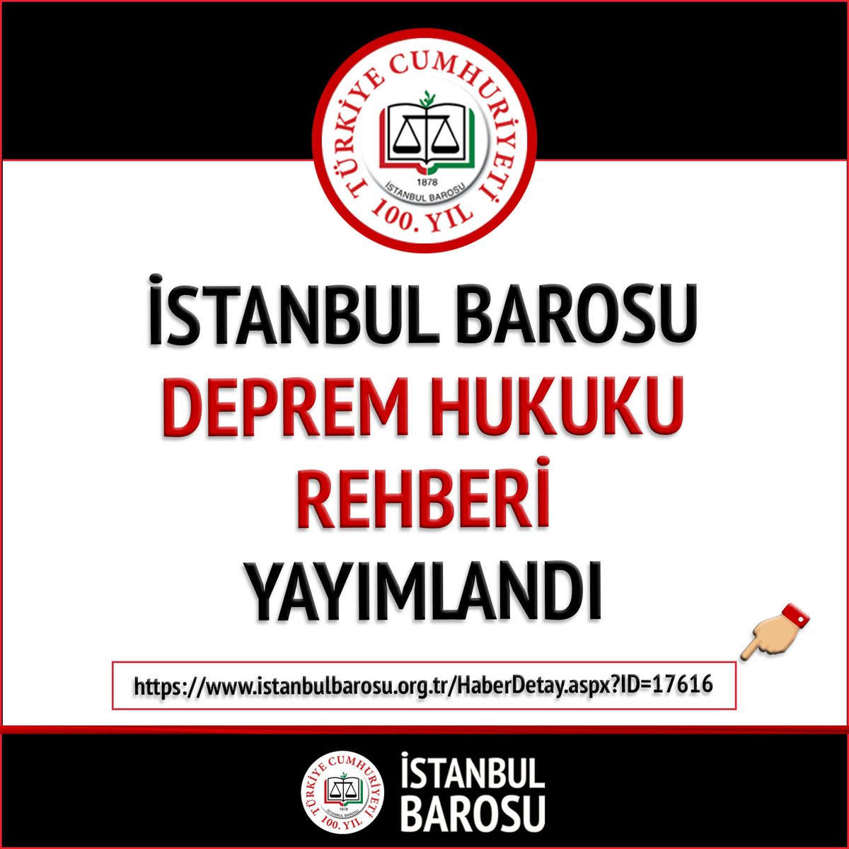 İstanbul Barosu ‘Deprem Koordinasyon Merkezi Hukuk Masası’ tarafından, depremden etkilenen illerdeki vatandaşların ve avukat meslektaşlarımızın yararlanması için hazırlanan “Deprem Hukuku Rehberi” online olarak yayımlandı.
istanbulbarosu.org.tr/HaberDetay.asp…