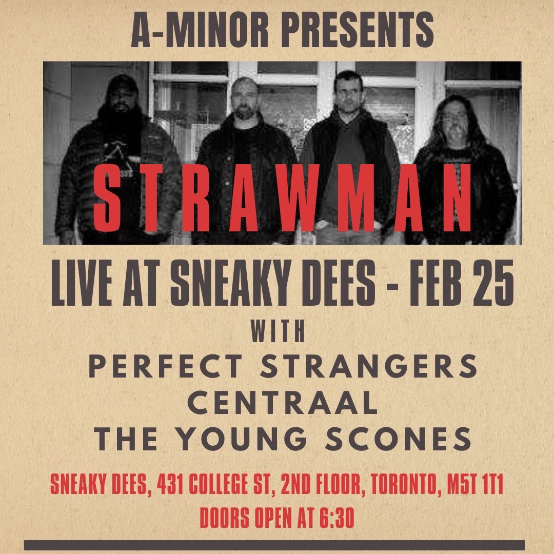 strawmanmusic's tweet photo. #livemusic is happening @thesneakydees on February 25th presented by @AMinor_Presents with #centraal #perfectstrangers #youngscones #strawmanmusic https://t.co/XRUaBFmL7U