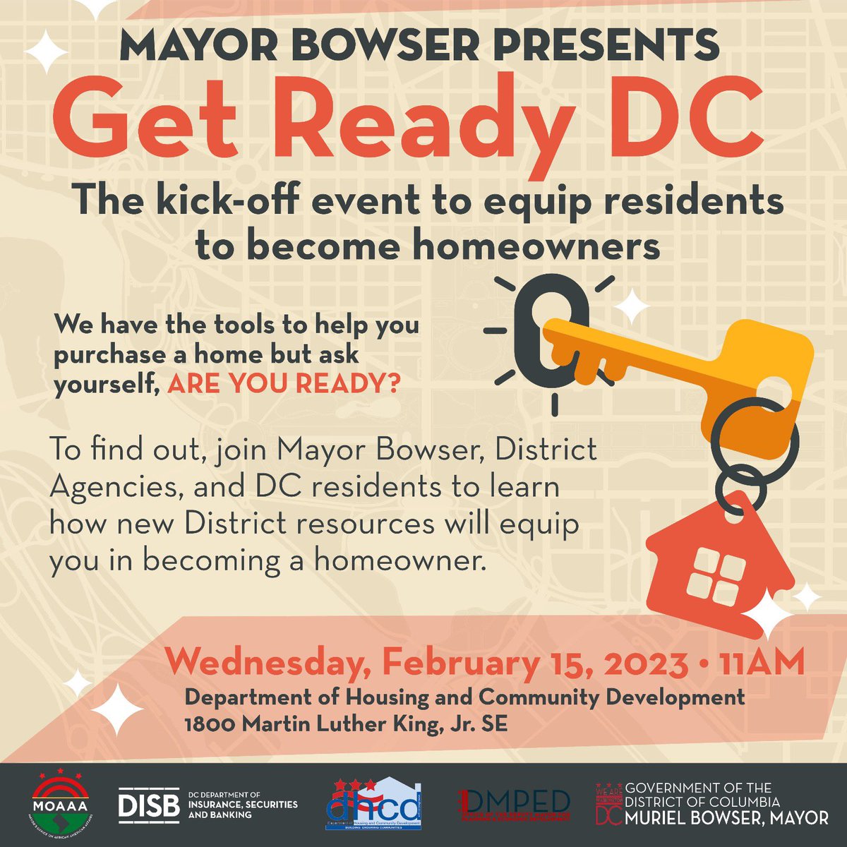 MayorBowser's tweet photo. We have a bold goal, we want to add 20,000 Black homeowners in DC by 2030. 🏡

Join me in person or via live stream to learn about the new resources we have created to make that happen. 

🗓 Wednesday, Feb 15
⏰ 11AM 
📍1800 Martin Luther King Jr Ave SE https://t.co/Oni5VVUDP9