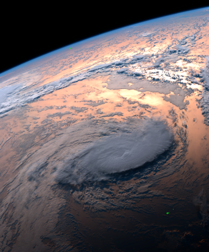 meteoix's tweet photo. Le soleil se couchait sur le #cyclone #Freddy ! 
Image: Himawari-8 https://t.co/6AdaaF18Pl