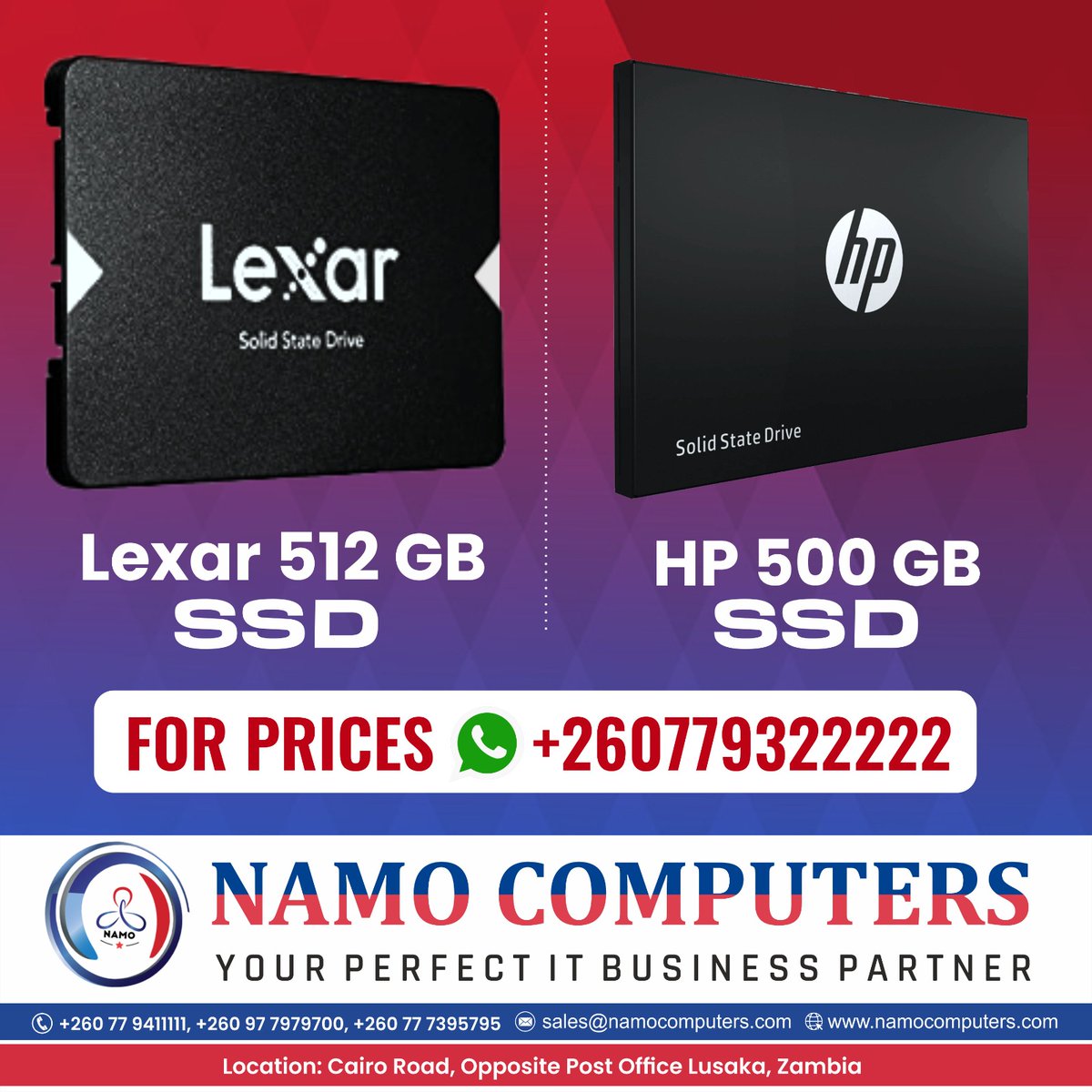 Namo_Computers's tweet photo. 👉🏻:- Lexar 512 GB SSD 
👉🏻:- HP 500 GB SSD
--
FOR PRICES +260 779322222
-------
For more information👇
☎📲 - Call/Whatsapp: +260 779411111, +260 977979700, +260 777395795
📧 - sales@namocomputers.com
📧 - https://t.co/LGdeaCLCLI
----
Thank you🤝 https://t.co/S7qOdWq8MS