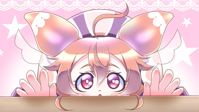 壁紙にするとモニタの向こう側から 何か物言いたげに見上げてくるうみうし #いちごのあとりえ #いちごの武器庫 #毎月15日はいちごちゃんの日