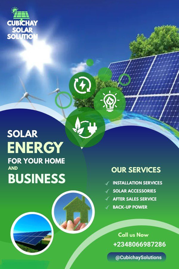 cubichey's tweet photo. Go Solar &amp; enjoy uninterrupted power supply with Cubichay Solar Solutions. We provide top-quality solar installation and accessories at affordable prices. Trust us to deliver on our promise of reliable, sustainable and eco-friendly energy. DM today and join the solar revolution. https://t.co/xsBHx6VAjj