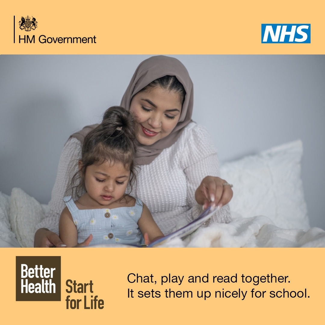 Children love it when you chat, play and read with them.  Picture books introduce your child to new things  – ask them to tell you the story, or talk about what the characters might be thinking and feeling #betterhealthstartforlife #chestercentralpcn #nhs #chestergp