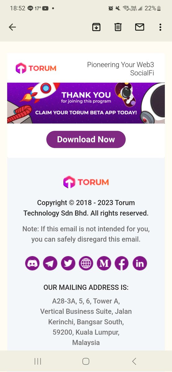 在 <a href="/torum_official/">TorumPay (Loading...🚀)</a> 起步時開始使用，參與了測試，建了社區，邀請不少朋友加入，拿了不少空投。也買了一些，用來做Staking。其後，慢慢隱退。

在打算完全放棄時，突然收到推出Beta Test邀請，當時，我也加入了。

今天，正式收到Beta的電郵。

我對這項目有期望，只是我的web3心態改變了。

#iweb3