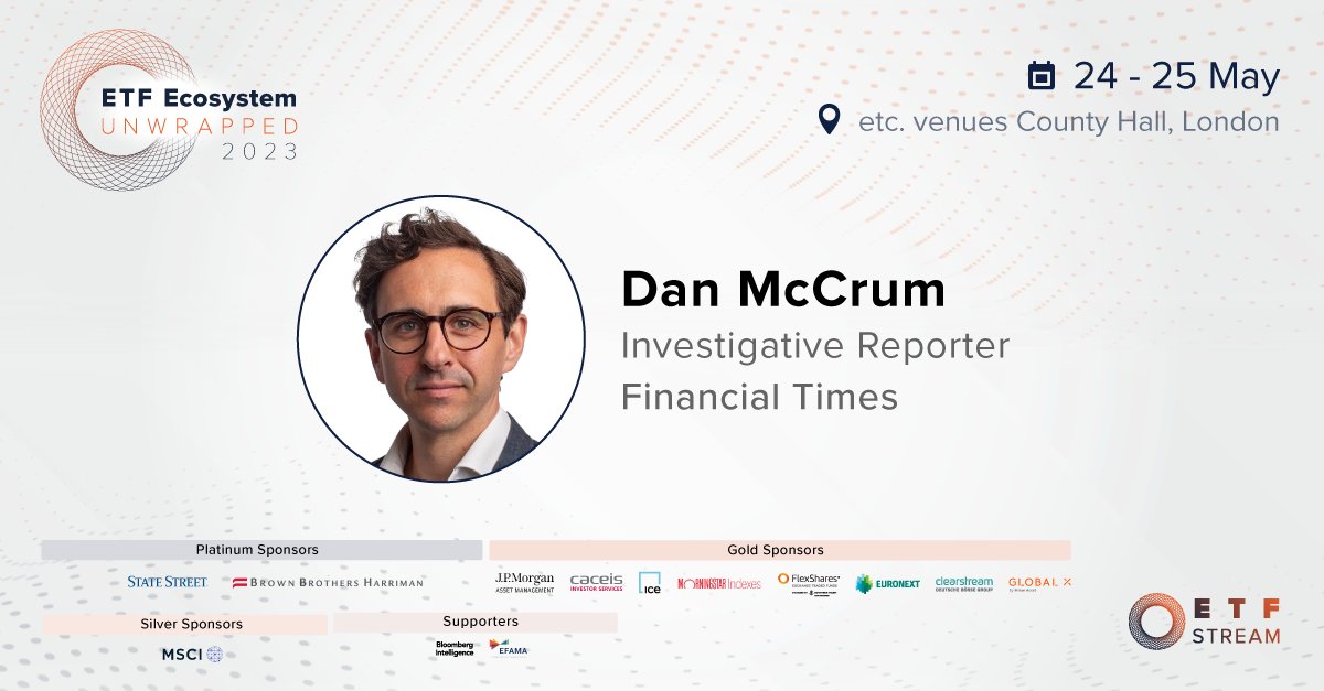 ETF_Stream's tweet photo. Dan McCrum (@FD) investigative reporter at the Financial Times will be hosting a fireside chat at ETF Ecosystem Unwrapped 2023 about lessons from wirecard and why so many investors were wrong.
π To register, click here:
https://t.co/3a8O3ODX6D
#EEU23 #ETFs #ETFEvent https://t.co/T1CAQ08Yl3