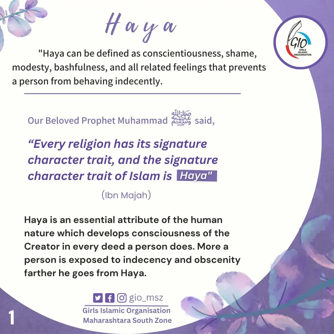 Giomsz1's tweet photo. Let's revive Haya!💮
1/3 What is Haya?
#14February #HayaDay #IslamForAll #MuhammadMercyForMankind #MuhammadForAll #KnowIslam https://t.co/a3Boiyfsrc