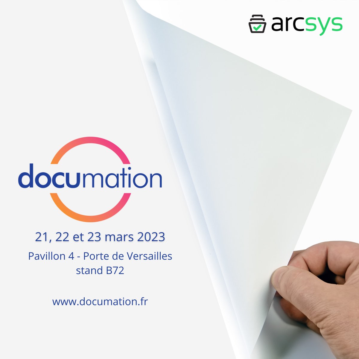 [ SAVE THE DATE ]

Nous serons ravis de vous retrouver cette année encore au salon @Documation2023 les 21, 22 et 23 mars.

📍 Rendez-vous au stand B72

Plus d'infos 👉 lnkd.in/eFgJHZqb

#archiving #event #digitalpreservation