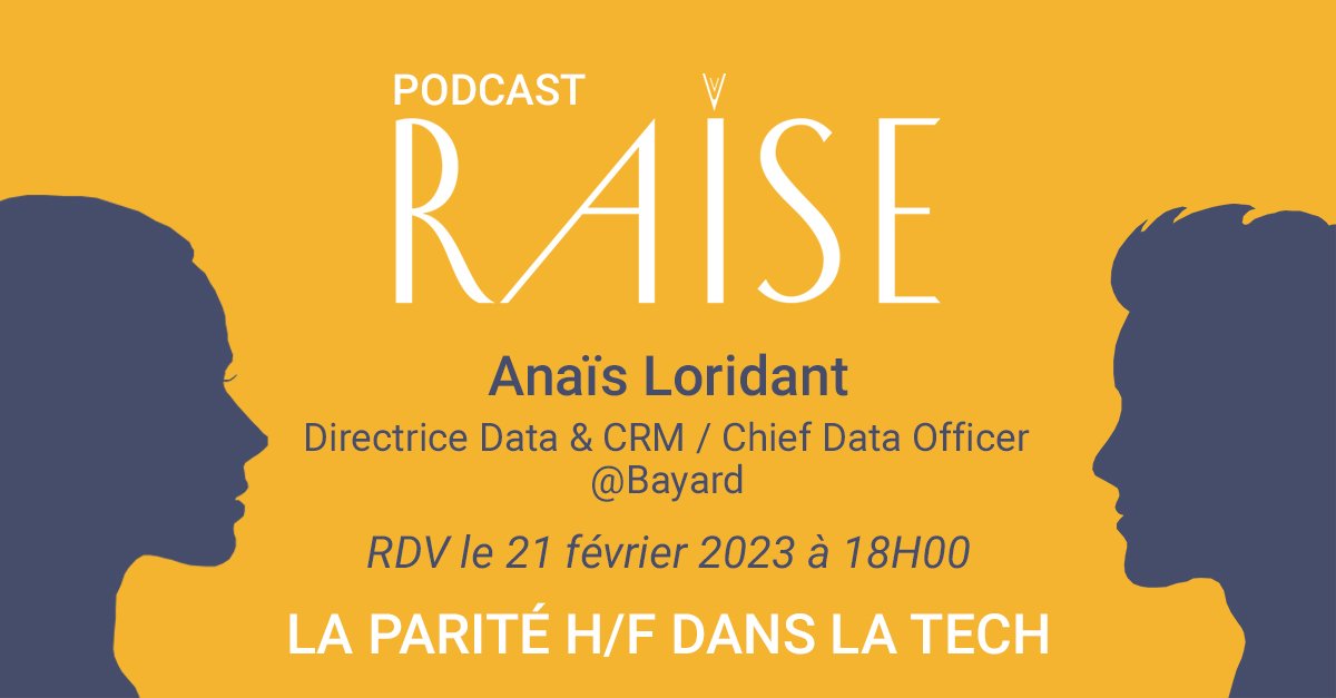 RDV mardi prochain pour découvrir l'épisode RAISE de Anaïs LORIDANT - Directrice Data et CRM / Chief Data Officer chez Bayard.
Au programme : La parité à double sens !
#podcast #parité #diversité
anchor.fm/raisebymobiski…