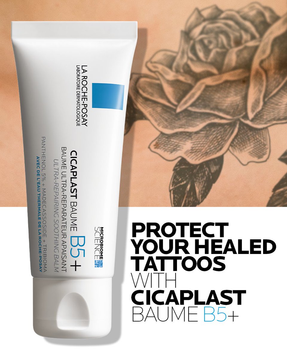 Need a tip on how to protect your healed tattoos? 🐉 Cicaplast Baume B5+ helps protect and repair the skin barrier: you can apply it to your tattoo whenever it feels a bit itchy or dry! ⛔️Do not use on a tattoo that is still healing. #larocheposay #cicaplast #scars #tattoo