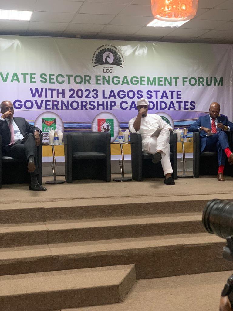Morris_Monye's tweet photo. Happening now. 

The LCCI hosting the governorship Candidates for Lagos state

We do not see Sanwo-Olu here. 

Sanwo-Olu and the APC have continued to show disdain for Lagosians. They have refused to engage the people and tell us their plans for Lagos

Very very embarrassing sir https://t.co/xieJx3j3pA