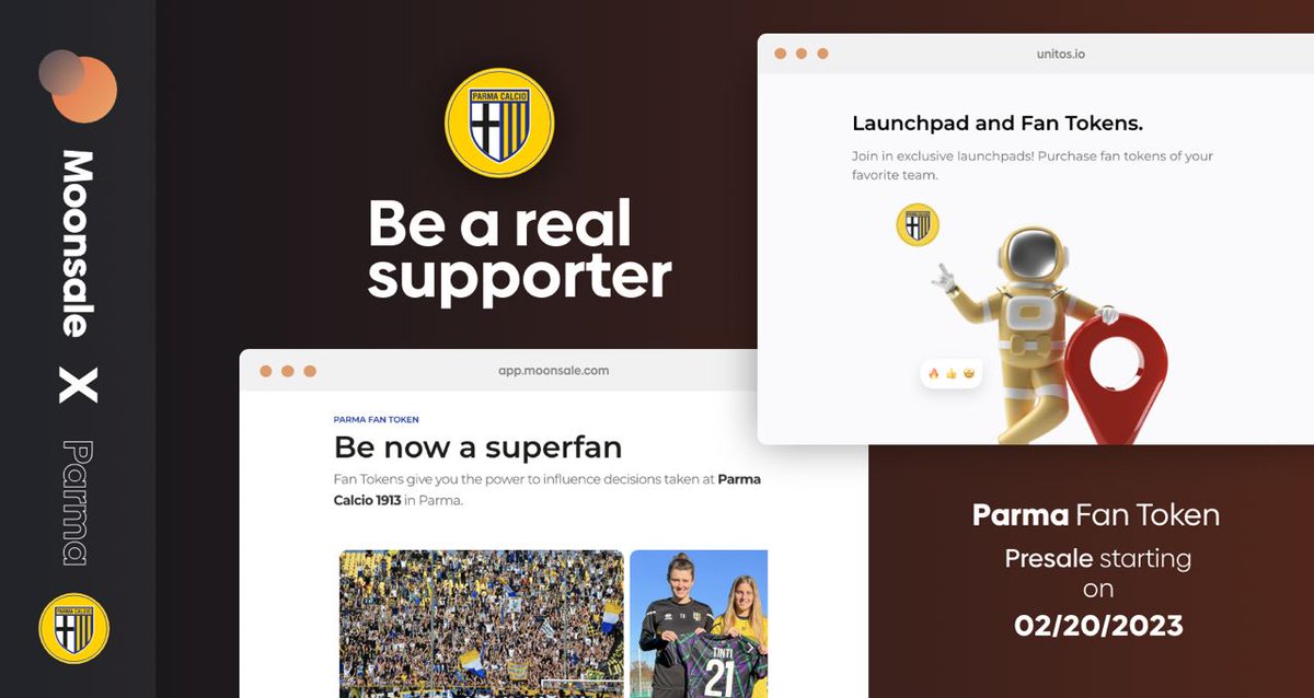 moonsalecom's tweet photo. 🚀 MoonSale's 1st #token #sale is @ParmaCalcio_en 😍 see https://t.co/VYpPo9meLL
Pre-sale: 20/02/2023 at 2:55PM UTC
Listing: 28/02/2023 at 2:50PM UTC
Open to everyone: 1BNB max participation #NoTier #NoKYC
Full details: https://t.co/kbyYLLgXsc
#MoonSale #Parma #token #presale https://t.co/K7WQ0hqdeu