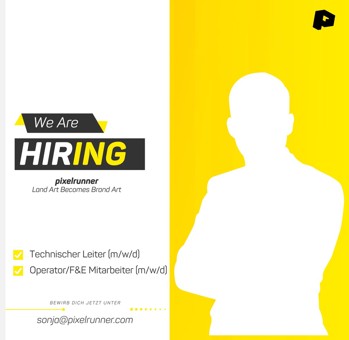 pixelrunnergmbh's tweet photo. Wir suchen DICH ️für unser Pixelrunner Team!
#bepartofit https://t.co/IHWvNLsGsT