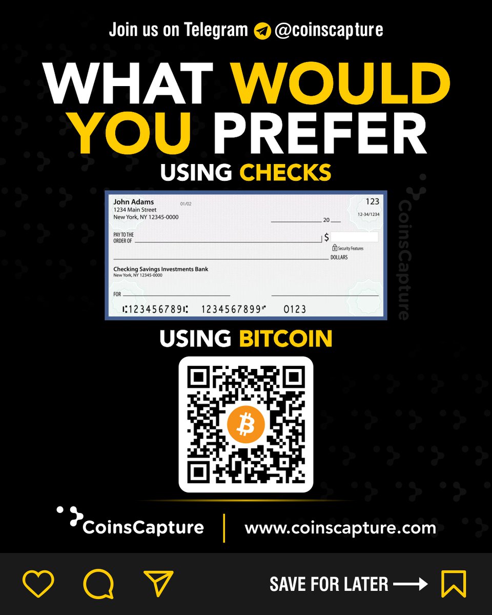 CoinsCapture's tweet photo. What Would You Prefer
#Crypto #Cryptocurrency #Cryptouser #Bitcoin #Checkpayment #Bitcoinpayment #Cryptouser #Cryptocurrencyinvestor #Cryptocurrencyinvestors #Cryptocurrencyupdate #Coinscapture https://t.co/gTO9zm3hoX