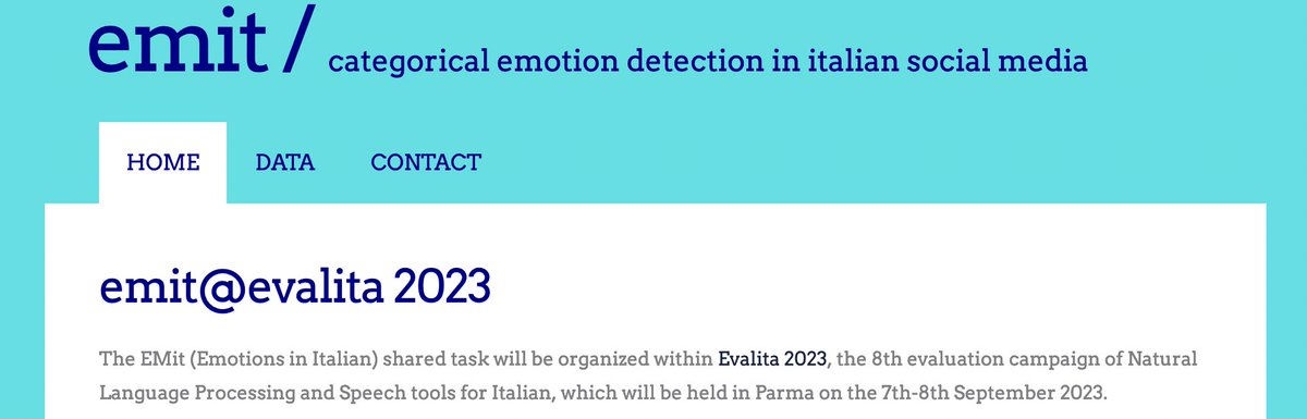 Training data available for our EMit (Categorical Emotion Detection in Italian Social Media) task at #EVALITA2023! 
<a href="/EVALITAcampaign/">EVALITA</a> <a href="/AILC_NLP/">AILC_NLP</a> 
di.unito.it/~tutreeb/emit2…