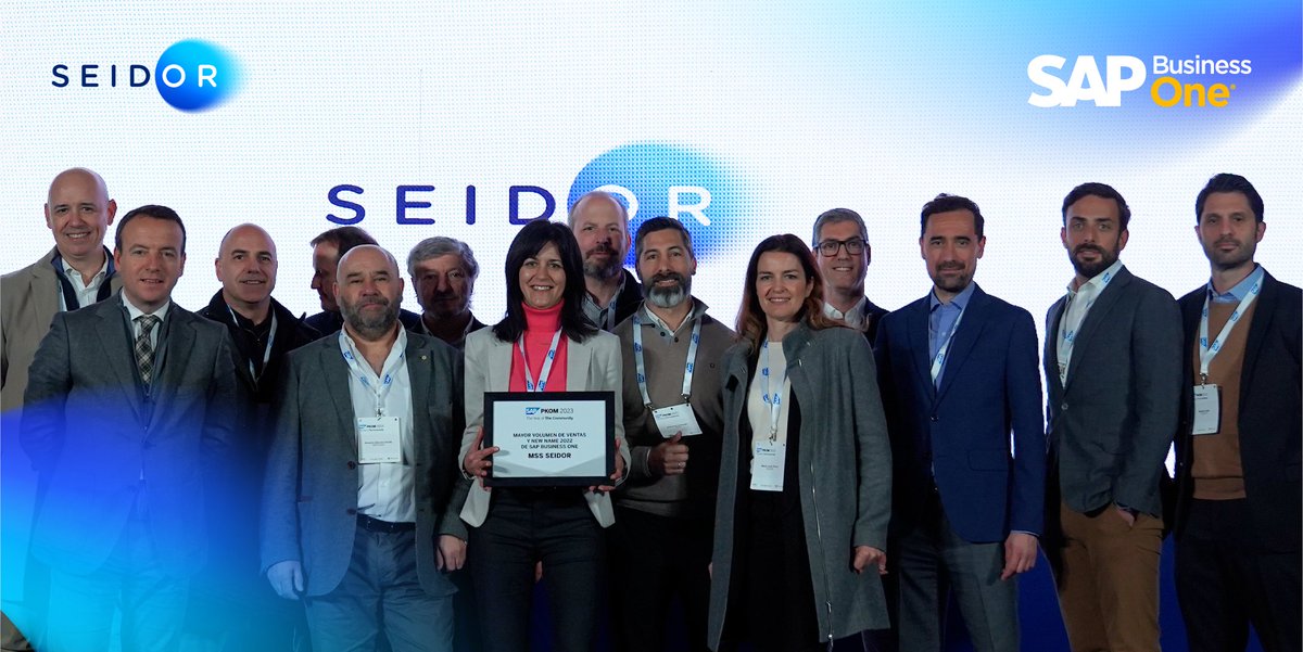 seidor's tweet photo. 🏆Hace unos días publicamos el #premio que nos entregó @SAPSpain por conseguir el Mayor volumen de ventas y New Name 2022 de #SAP Business One.
👏 Un reconocimiento que ha sido posible gracias al trabajo de todo el equipo de @seidor #BusinessOne. #HumanizandoLaTecnología https://t.co/iSTMYosMmf
