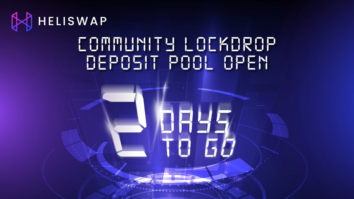 2 more days until $HELI lockdrop begins, we are super excited!🔥

#DeFi #Hedera #lockdrop $HELI $HBAR
