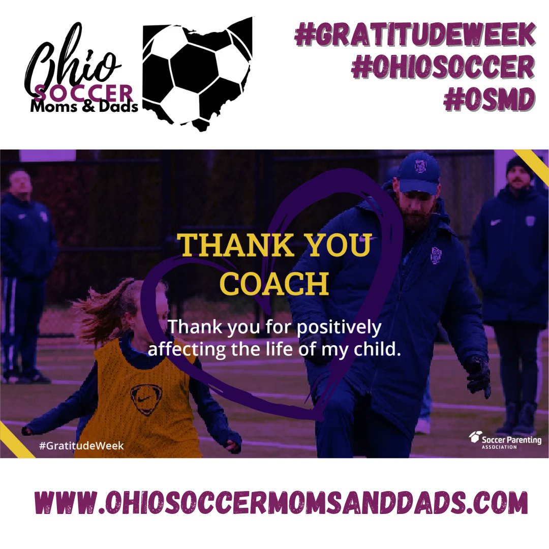 We owe it to our coaches to recognize all the hard work you put in every day. Your dedication and commitment help shape the lives of so many children in Ohio and beyond! Here's to you, coaches! #Thankful #Coaches #Ohio  #Dedication #gratitudeweek #ohiosoccer #OSMD