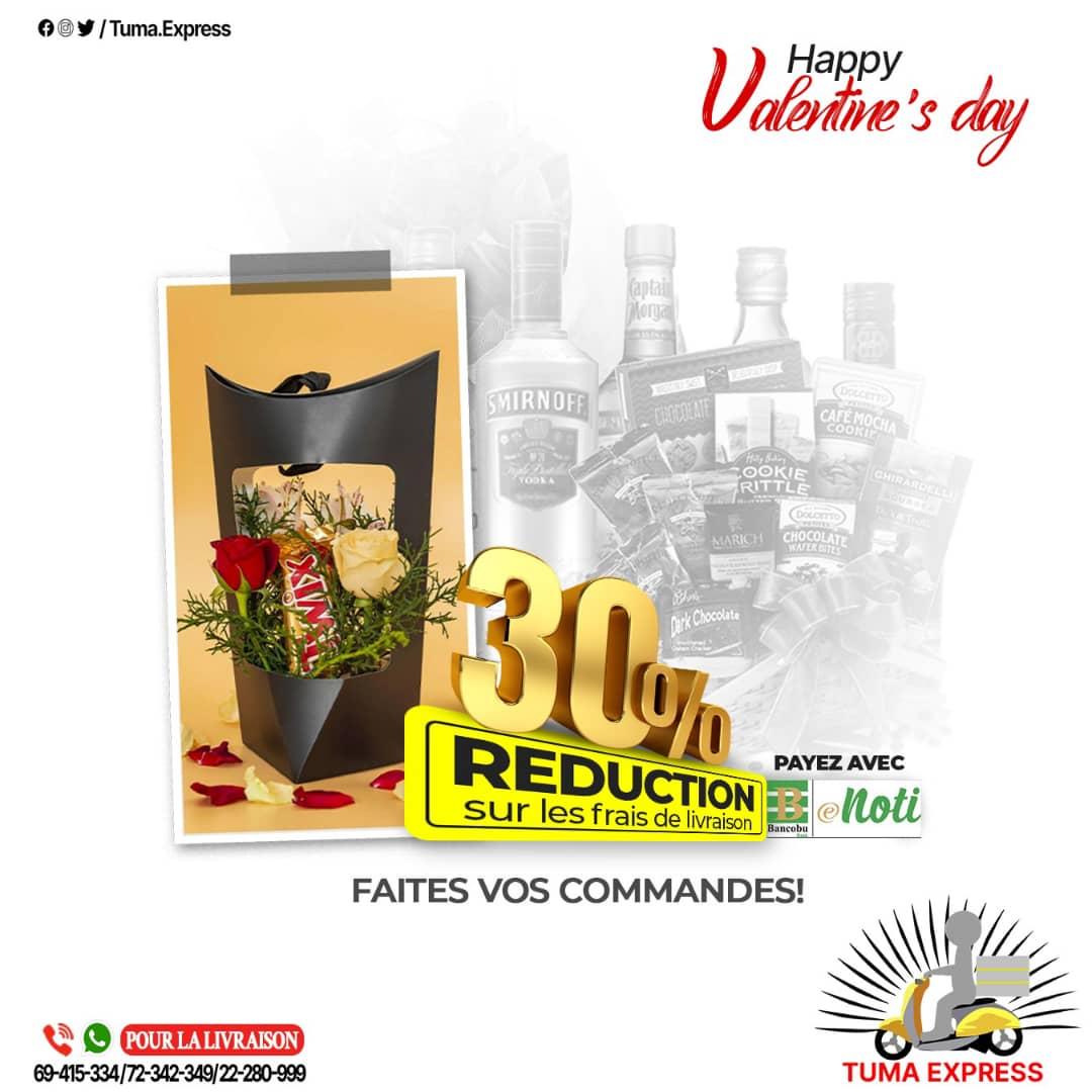 IngoMagazine's tweet photo. Votre Saint Valentin ne pourra que bien se passer. Envoyez-lui une commande surprise avec @tumaexpress et bénéficiez d'une réduction de 30% sur les frais de livraison en payant avec #enoti.

#Bancobu_enoti
#eNoti #Burundi
#Tumaexpress
#deliveryservice
#deliveryflowers
#ingomag https://t.co/heGUcuuH2q