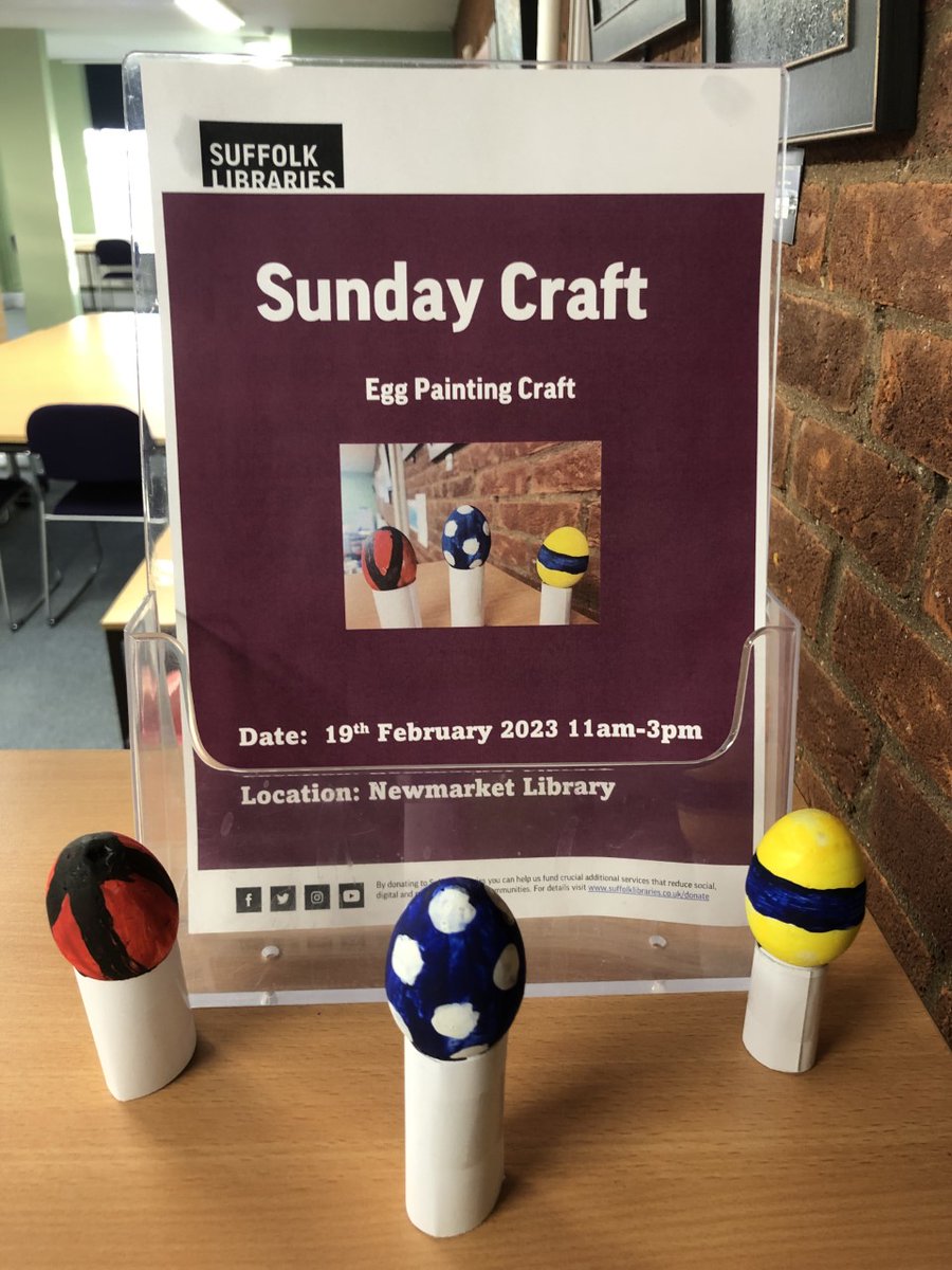NewmarketLib's tweet photo. Next Sunday's #ArtsandCrafts session in the Children's Library is #EggPainting (no real eggs were painted in the preparation of this craft!) - pop along for FREE from 11am-3pm on 19th February @NewmarketLib 

#Sundaycrafts @SuffolkLibrary https://t.co/3LoPocM2ao