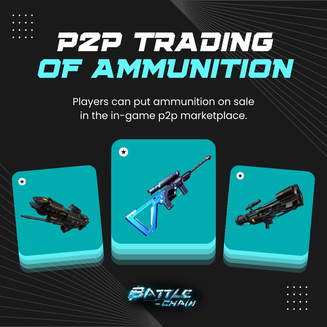 RealBattleChain's tweet photo. Each player will initially have one slot for putting ammunition on sale on the in-game #P2P marketplace.

Additional slots will be available as the player's rank increases and through BACN game token staking in the #DAO. 

Play Now
https://t.co/0qTHFVBf2E

#GameFi  #cryptogame https://t.co/G5Xd6VbIMt